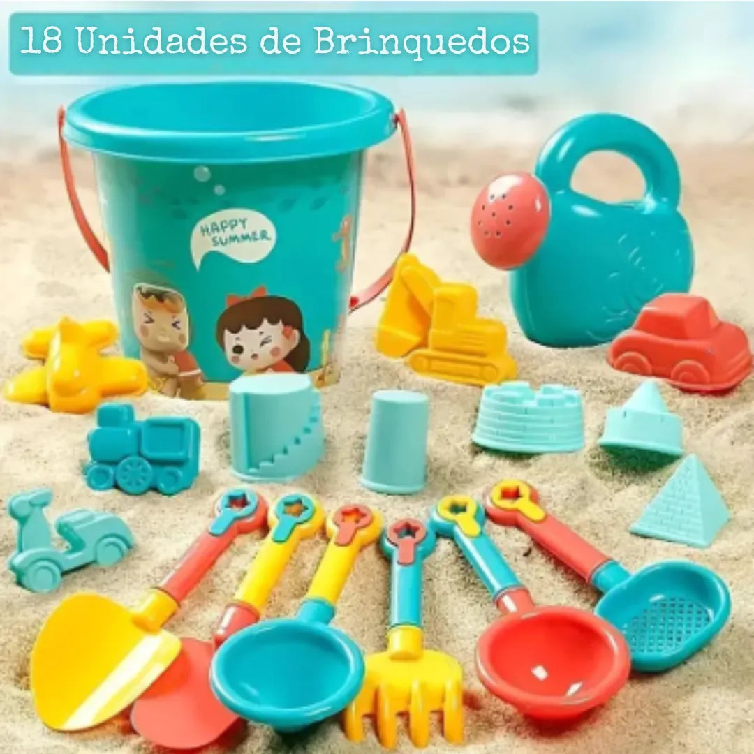 Kit Brinquedos de Praia 18 Unidades Coloridas | OFERTA!
