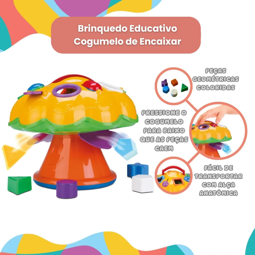 Brinquedo Educativo Cogumelo de Encaixar