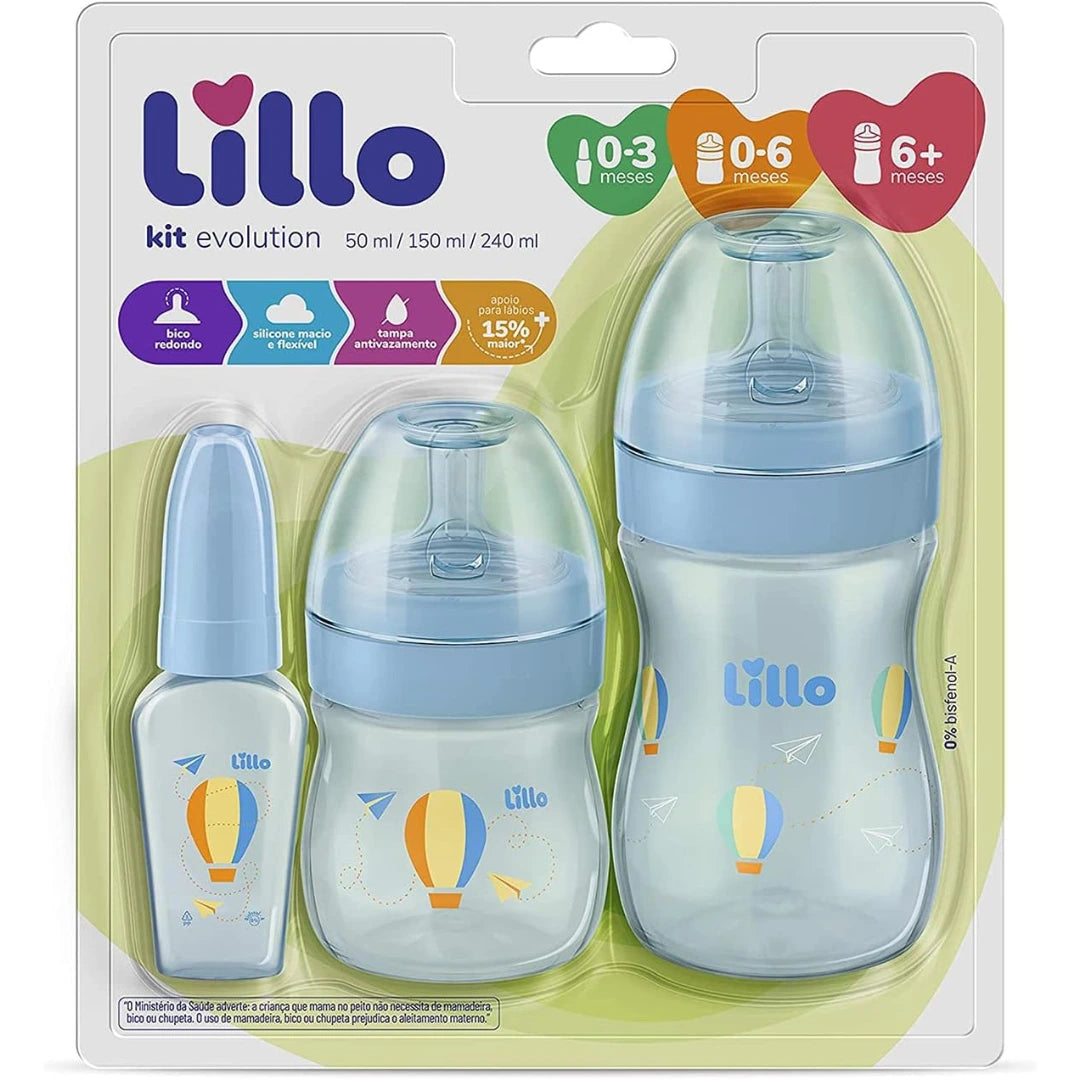 Kit Mamadeiras Lillo Azul