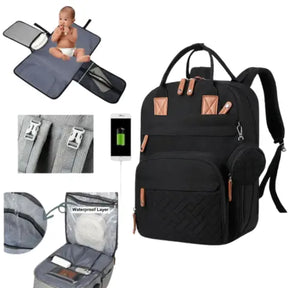 Mochila Maternidade Impermeável Preta