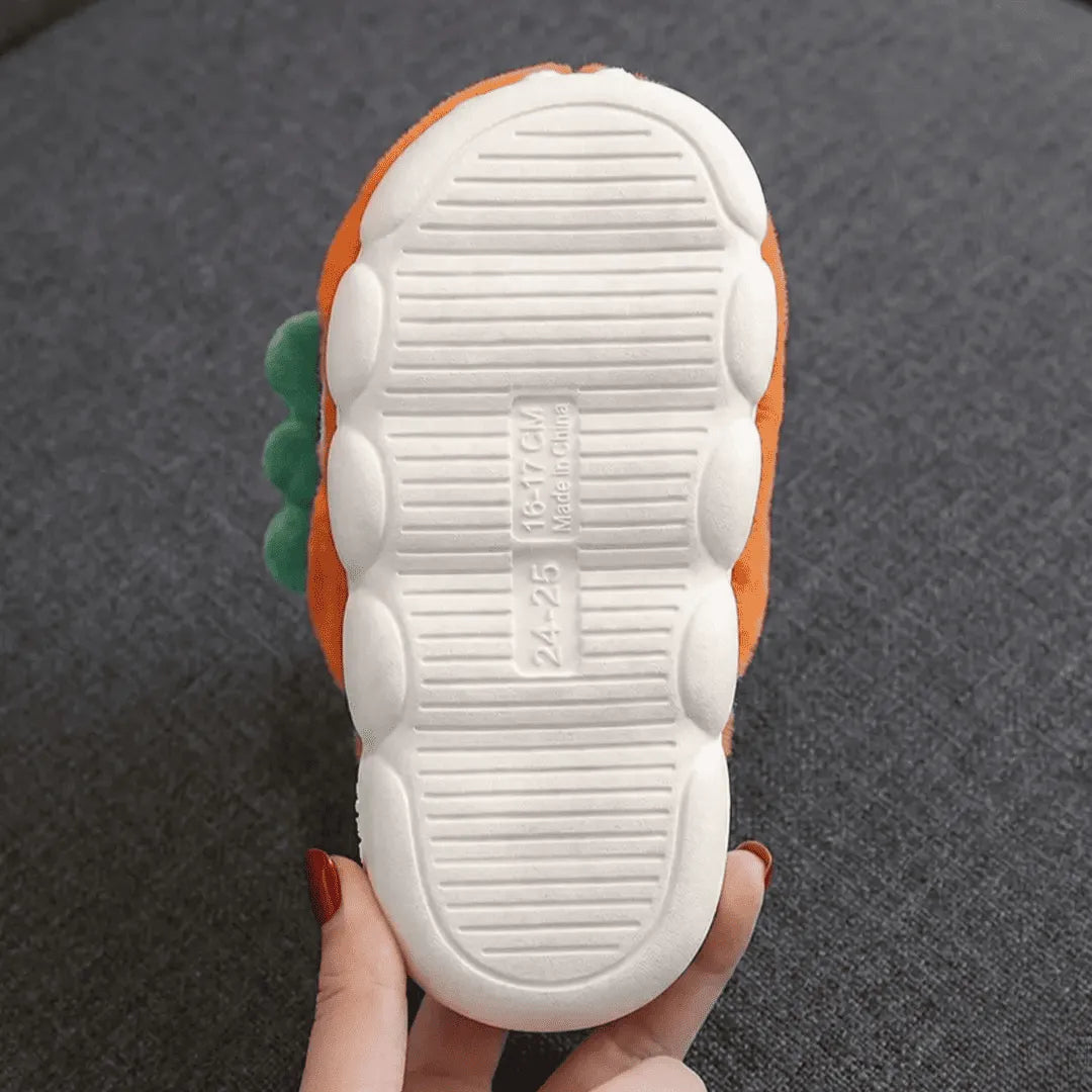 Pantufa Infantil Para Menino Dinossauro Laranja